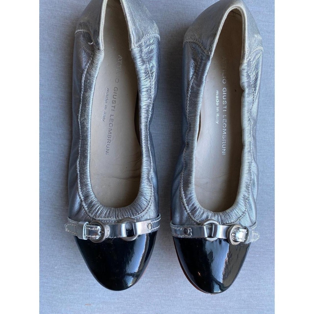 Attilio Giusti Leomabruni Shoes Ballet Flats 38 Italy AGL Buckle Silver 8